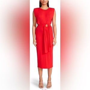 BB Dakota by Steve Madden Cutout Red Midi Dress Size Large (10-12) NWT